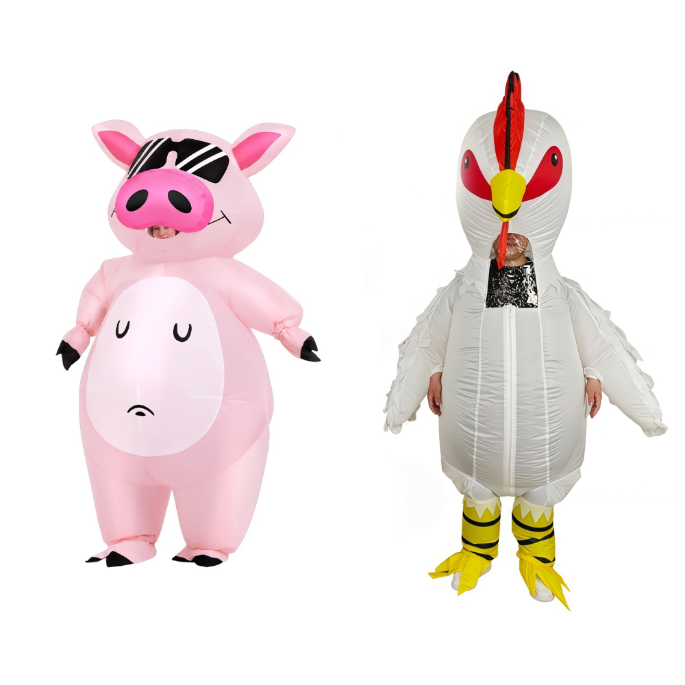 Halloween Costume Adult - زي قابل للنفخ على شكل خنزير