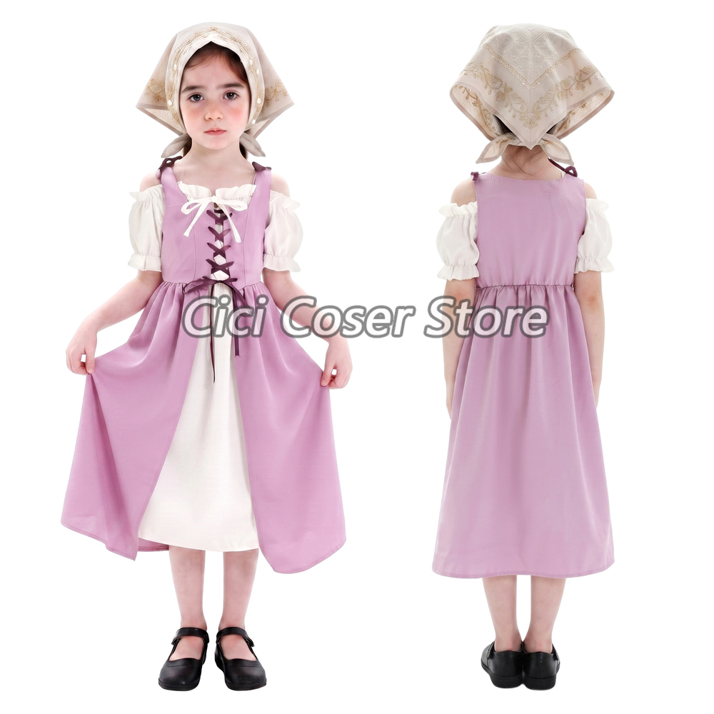 Halloween Costume Kids - زي ميديفيال للأطفال، فستان ريفي عتيق