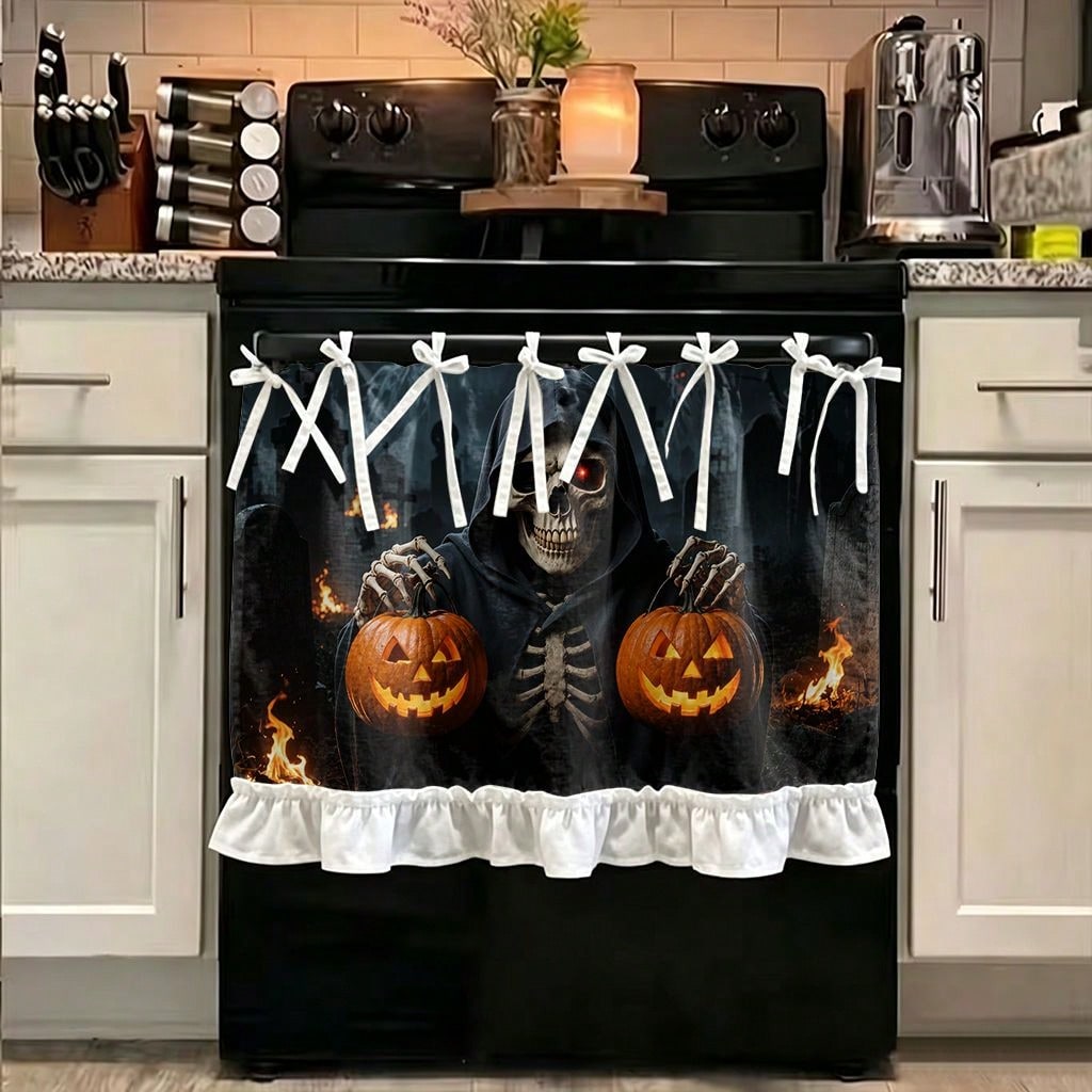 Pumpkin Lantern Halloween - قطعة واحدة من ستارة المطبخ أو