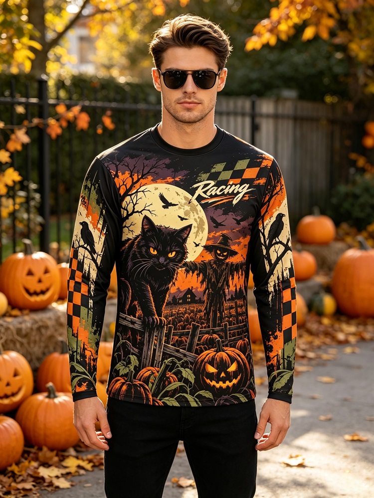 تي شيرت رجالي بأكمام طويلة بتص - مراجعة Pumpkin Lantern Halloween وسعره