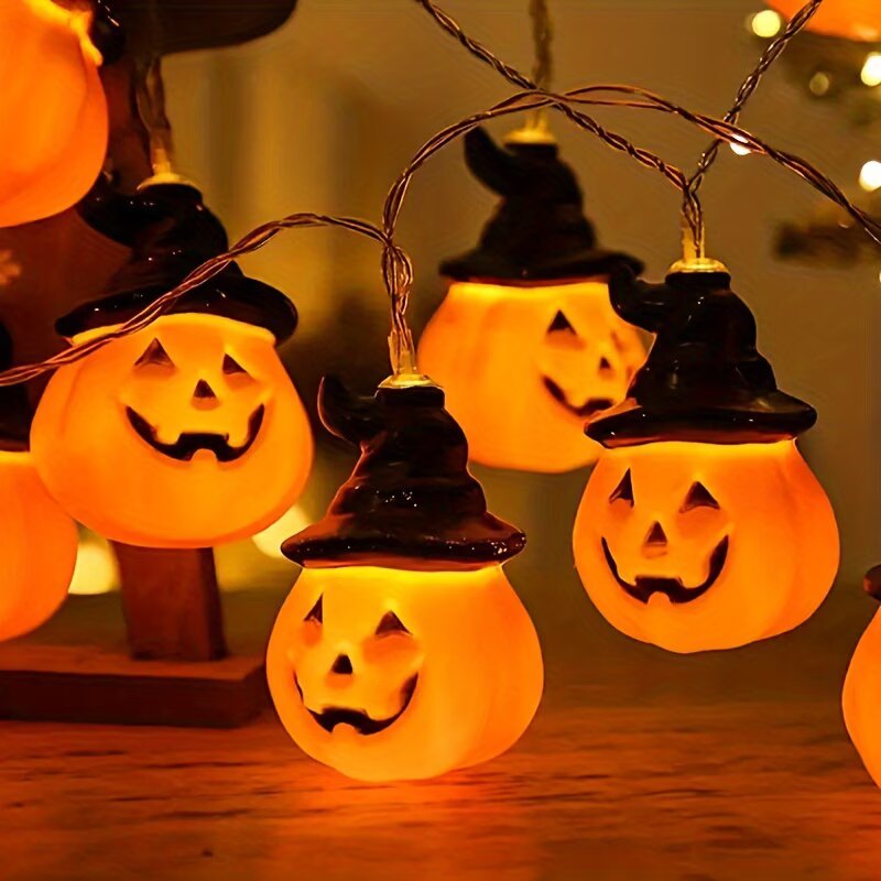 سلسلة أضواء على شكل قرع الهالو - مراجعة Halloween Led String Lights Orange وسعره