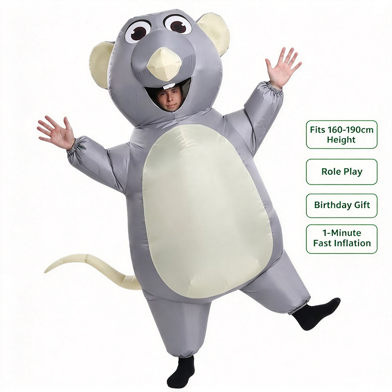 زي فأر رمادي قابل للنفخ للكبار - مراجعة Halloween Costume Kids وسعره