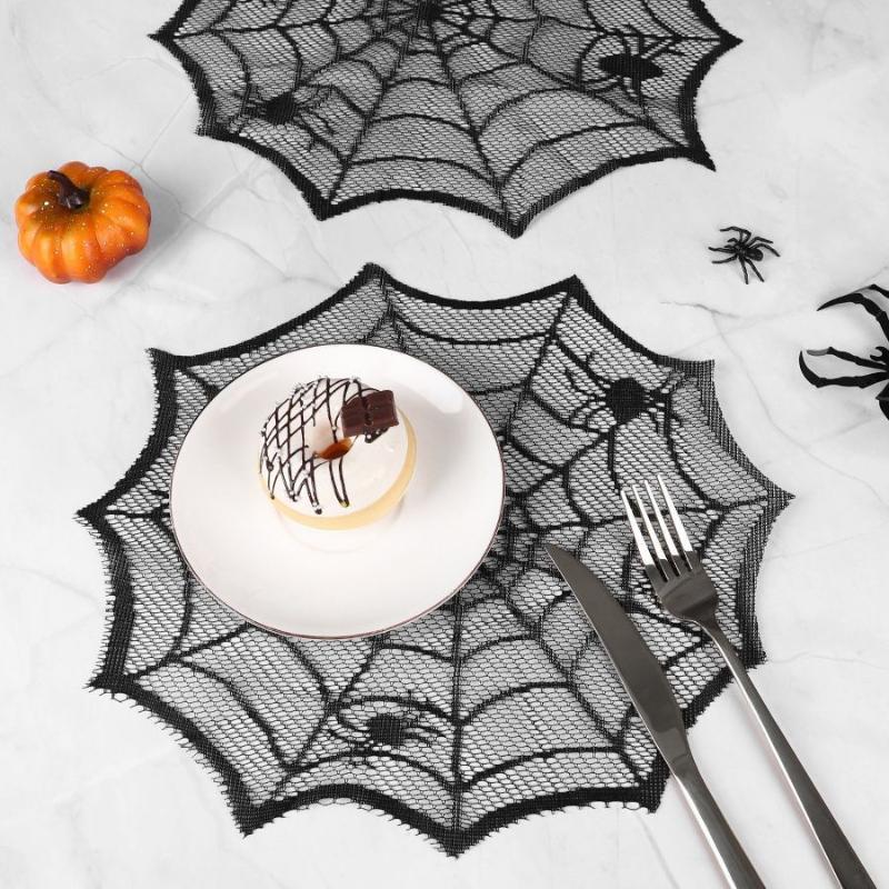 قطعتان/أربع قطع من مفارش الطاو - مراجعة Spider Web Halloween Decoration وسعره
