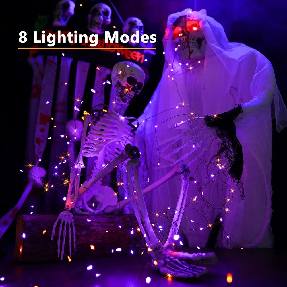 سلسلة أضواء من الأسلاك النحاسي - مراجعة Halloween Led String Lights Orange وسعره