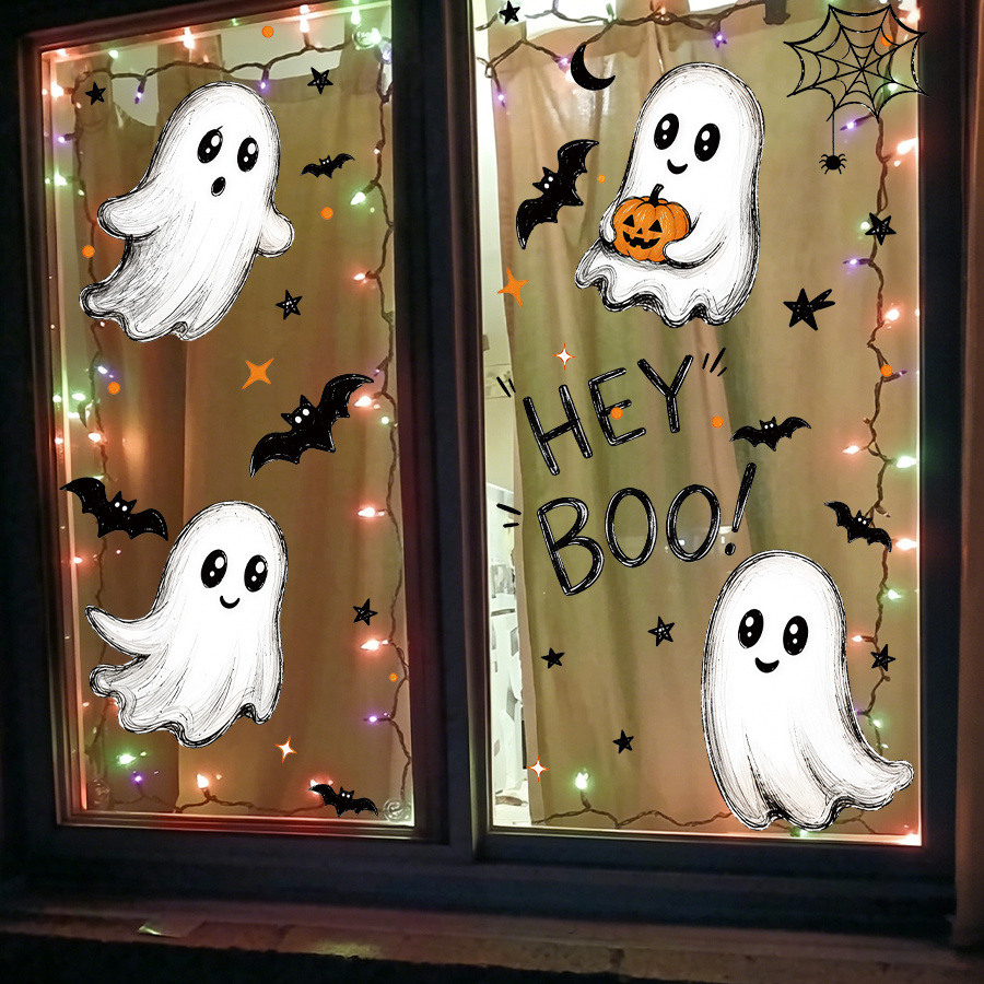3 قطع من ملصقات النوافذ لعيد ا - مراجعة Spider Web Halloween Decoration وسعره