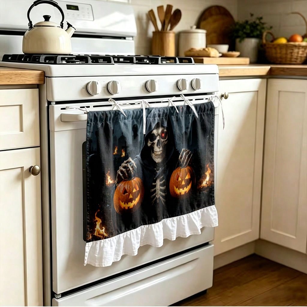 قطعة واحدة من ستارة المطبخ أو  - مراجعة Pumpkin Lantern Halloween وسعره