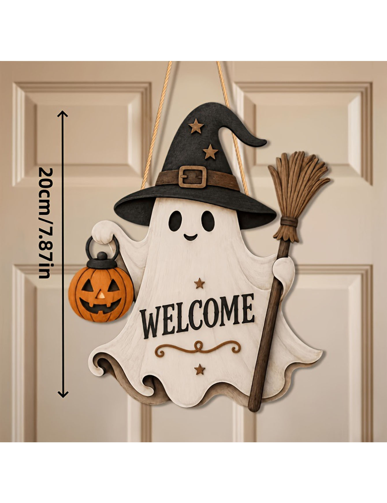 لوحة باب خشبية مسطحة ثنائية ال - مراجعة Pumpkin Lantern Halloween وسعره