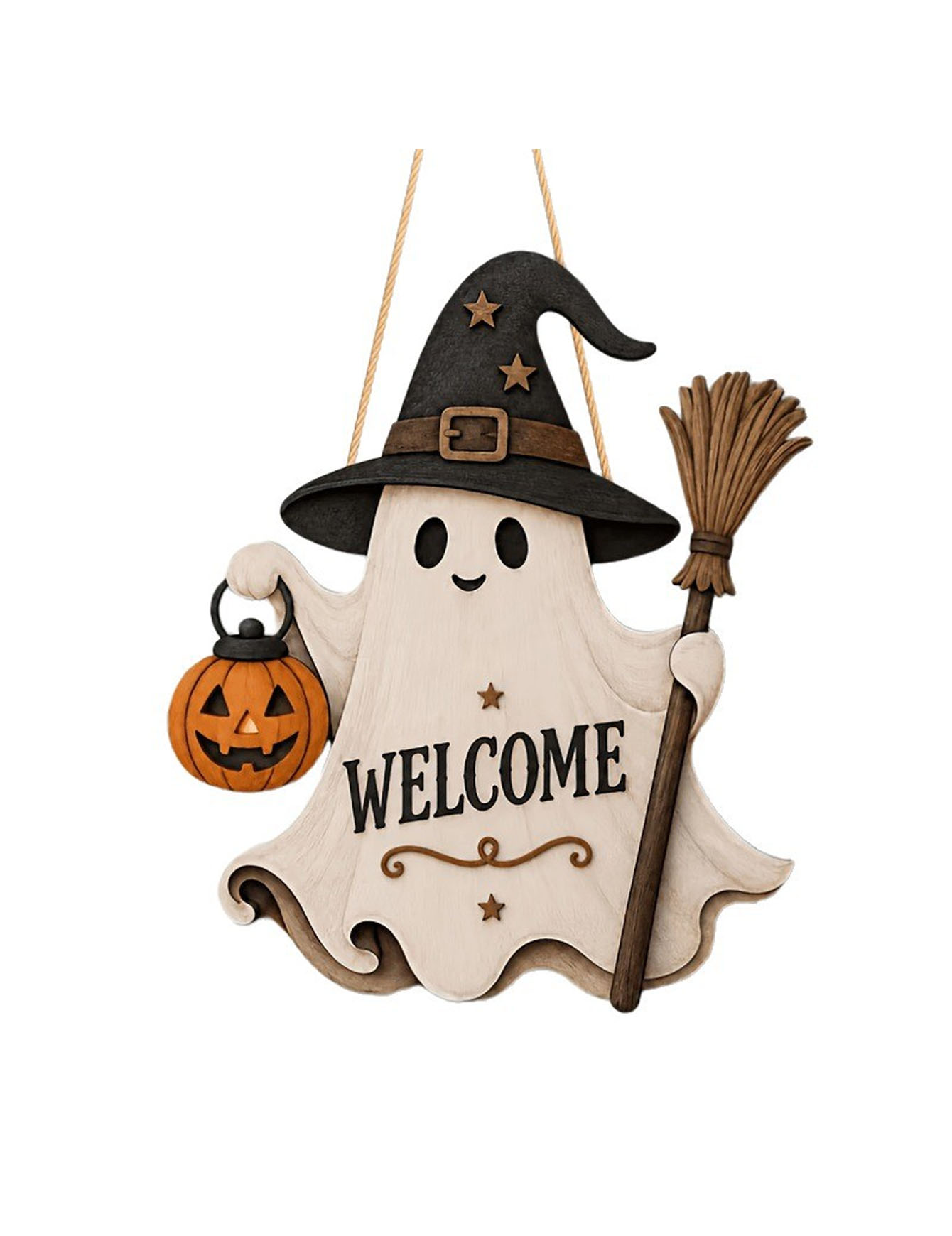 لوحة باب خشبية مسطحة ثنائية ال - مراجعة Pumpkin Lantern Halloween وسعره