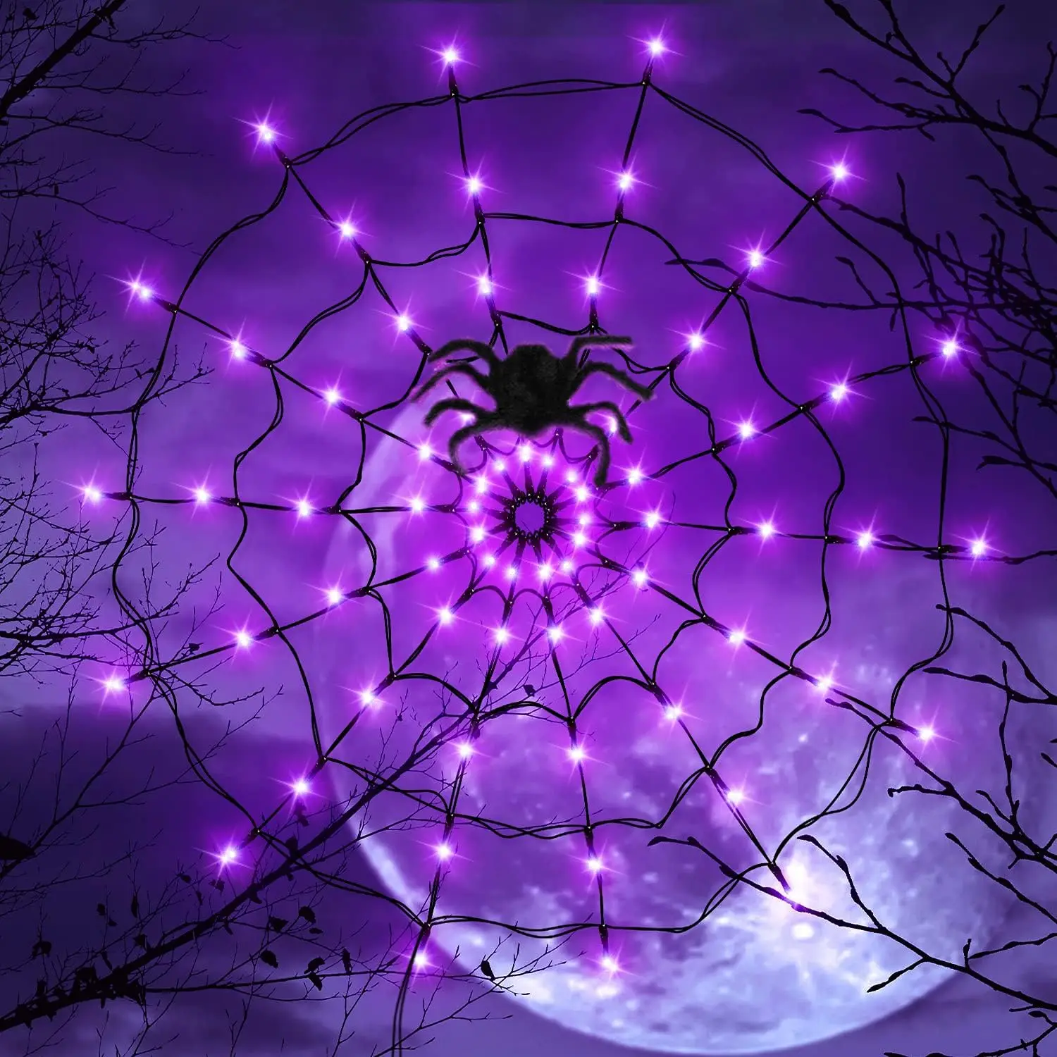 أضواء LED على شكل شبكة عنكبوت  - مراجعة Spider Web Halloween Decoration وسعره