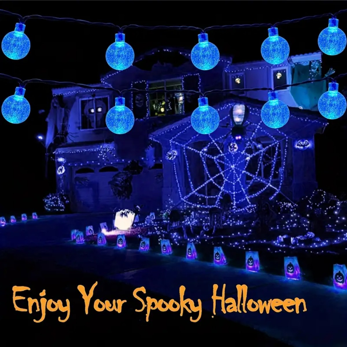 1 قطعة 12 متر 100 LED هالوين ا - مراجعة Halloween Led String Lights Orange وسعره
