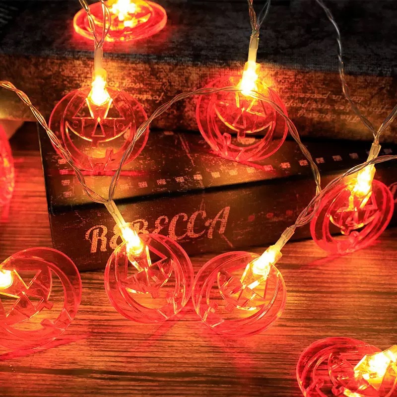 أضواء زينة على شكل قرع مقطوع ب - مراجعة Halloween Led String Lights Orange وسعره